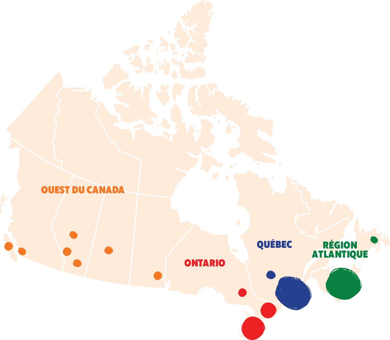 Carte des communautés de L'Arche au Canada